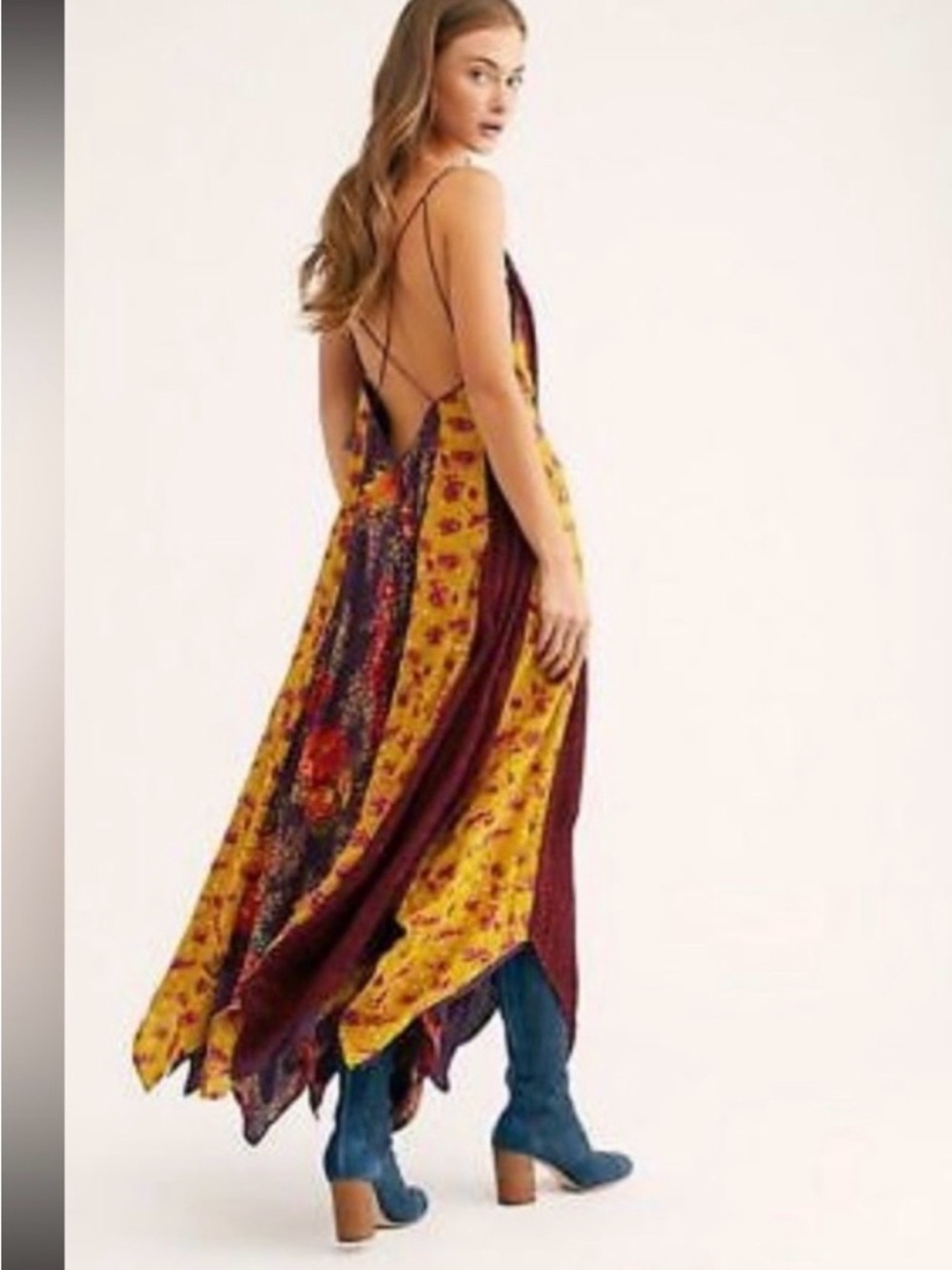 Free People Purple Floral Maxi Dress with Yellow Accents - Picture 6 of 6